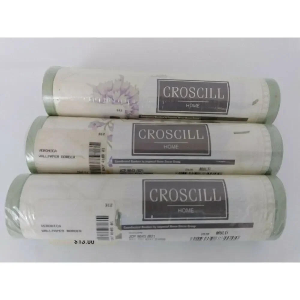 (J5) Y2K Croscill Wallpaper Border Veronica 5 Yards Floral Wildflowers Lot of 3